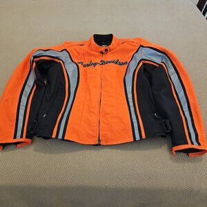 Women's Harley Davidson Motorcycle jacket size large, Reflective orange